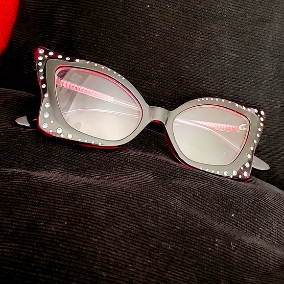 Funky fun plum rhinestone glasses - Picture 5 of 13
